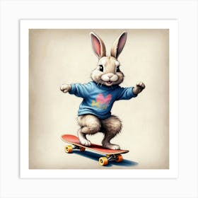 Bunny Skateboarding 5 Art Print