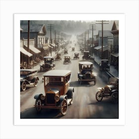 Early America & The Automobile ~Reimagined Art Print