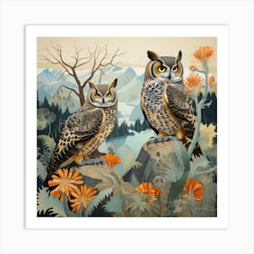 Bird In Nature Great Horned Owl 1 Art Print