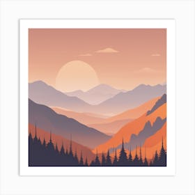 Misty mountains background in orange tone 27 Art Print