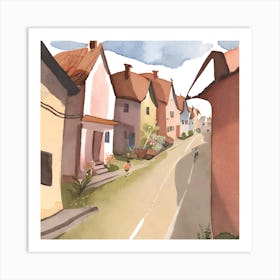 Watercolor Of A Village Art Print