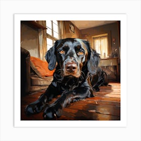 Portrait Of A Black Dog Art Print