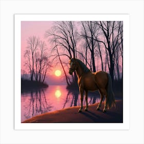 Sunset Horse 60 Art Print