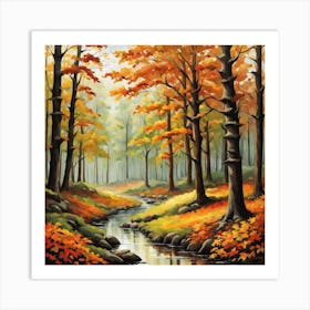 Forest In Autumn In Minimalist Style Square Composition 307 Art Print