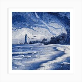 Lighthouse On The Beach Art Print