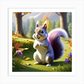 Squirrel In The Forest 3 Art Print