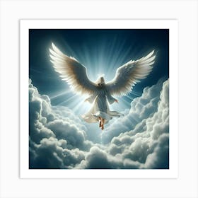 A Beautiful Angel Descending From Heaven On A Cloud(3) Art Print