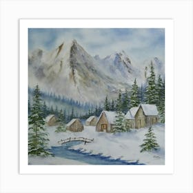 Winter Cabins Art Print