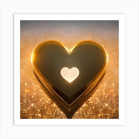 Gold Heart On A Gold Background Art Print