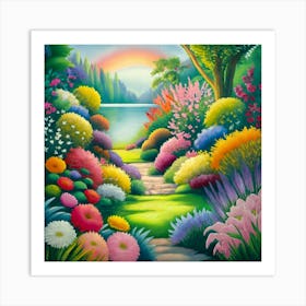 into the garden : Rainbow Garden Art Print