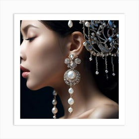 Chinese Woman With Pearl Earrings Art Print