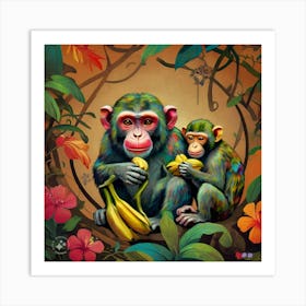 Two Chimpanzees Art Print