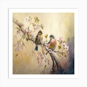 Birds On A Branch 1 Art Print