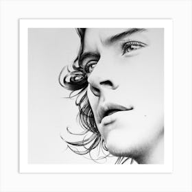 Harry Styles Minimal Portrait Drawing Art Print