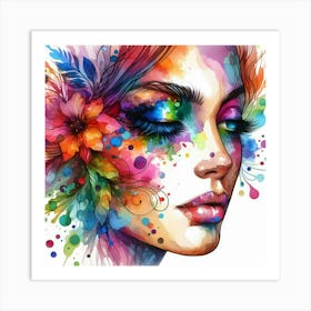 Colorful Woman'S Face Art Print