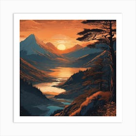 Sunset In The Mountains Art Print