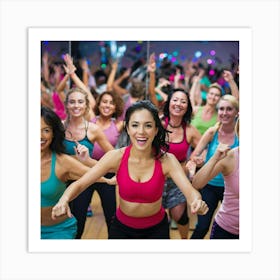 Group Of Women In A Zumba Class Art Print