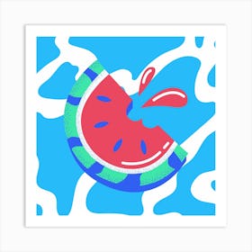 Summer Fruits Watermelon Square Art Print