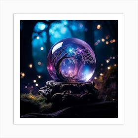 A Captivating Magic Ball Resting In The Embrace Of A Shrouded Dark Fairy Tale Background Emanatin Art Print