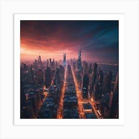 Dubai Skyline At The Break Of Dawn Art Print