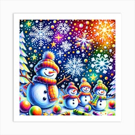 Super Kids Creativity:Snowmen In The Snow Art Print