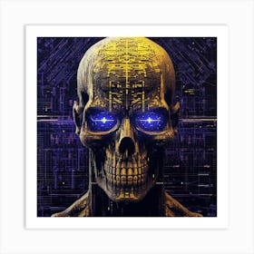 Skull With Blue Eyes Art Print