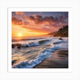 Sunset At The Beach 3 Art Print