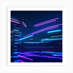 Neon Lights In The Night Art Print