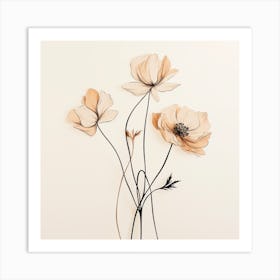 Three Flowers On A Wall Art Print