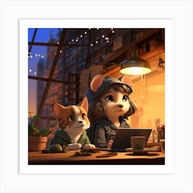 Mouse And Cat Art Print