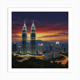 Petronas Towers At Dusk Art Print