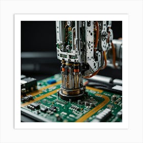 Robot Is Working On A Circuit Board 1 Art Print