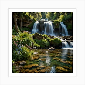 Waterfall In The Forest 95 Art Print