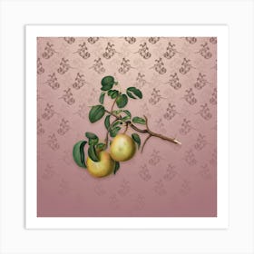 Vintage Pear Botanical on Dusty Pink Pattern n.1348 Art Print