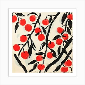 Summer Cherries Painting Matisse Style 12 Art Print