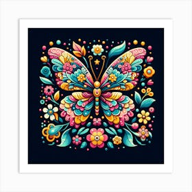 Decorative Floral Butterfly III Art Print