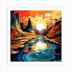 Sunset River Art Print