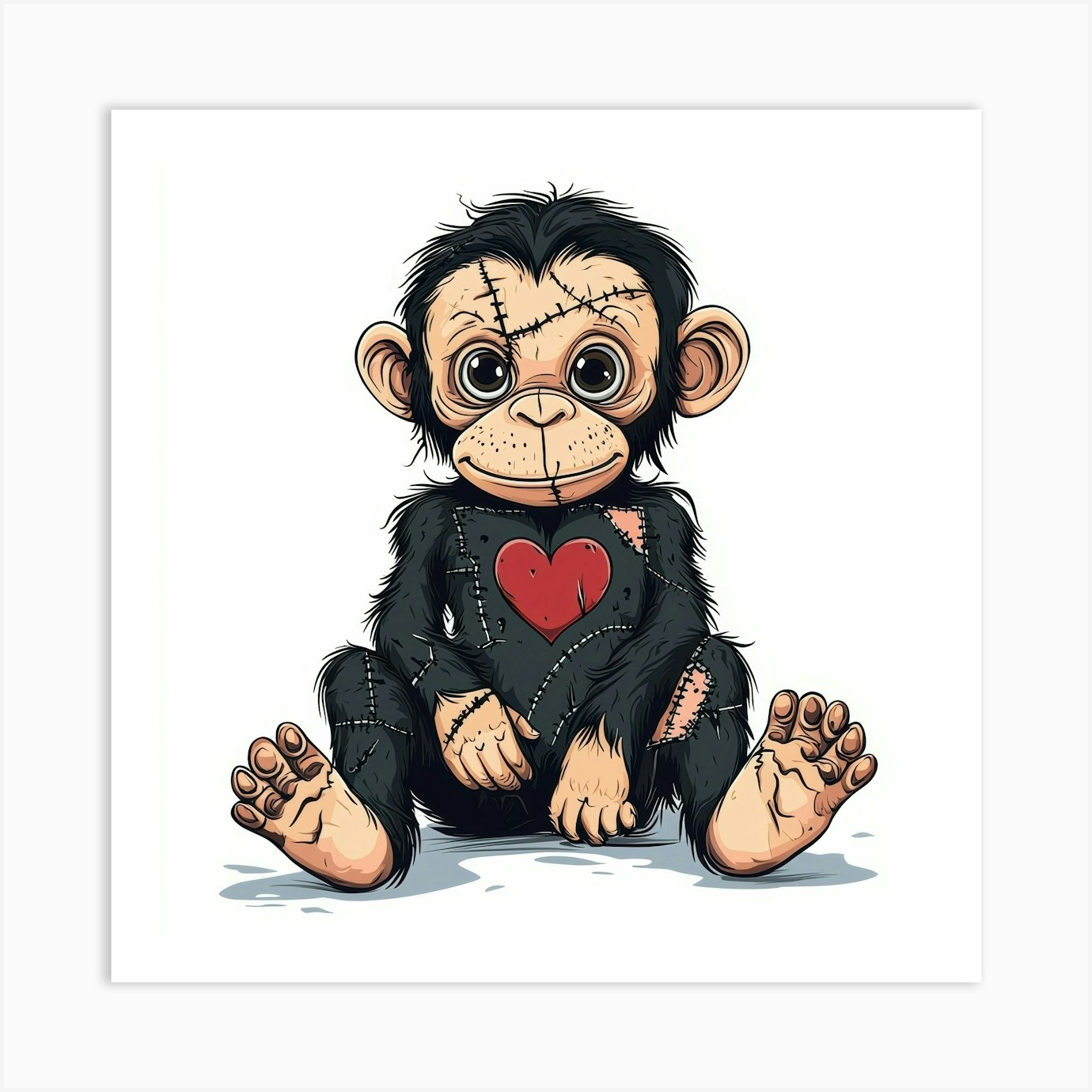 Chimp With A Broken Heart Art Print by Aloke Design
