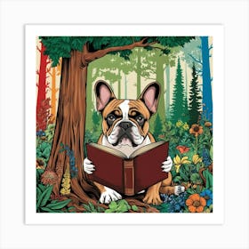 French Bulldog Reading A Book Art Print