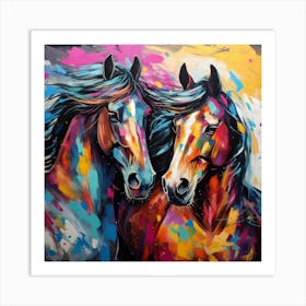 Two Horses Painting Art Print