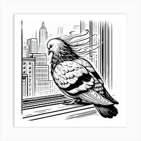 Line Art pigeon 1 Art Print