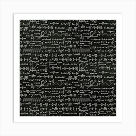 Mathematical Formulas On A Black Background Art Print