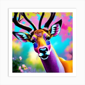 Deer Painting Pastels Art Print