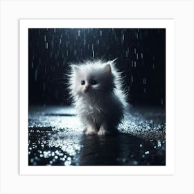 Cute Kitten In The Rain 6 Art Print