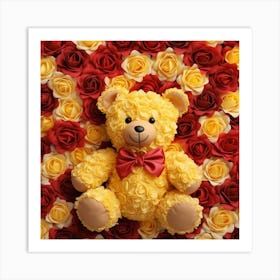 Teddy Bear With Roses 6 Art Print