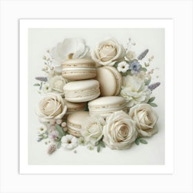 Macarons And Flowers 1 Art Print