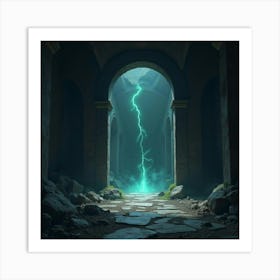 A Dark Portal Glowing With Energy In A Ruined Temple 1 Art Print