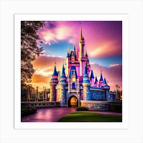 Cinderella Castle At Sunset Art Print