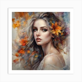 Girl With Flowers 1 Art Print