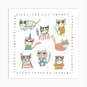 Cool Cats Square Art Print